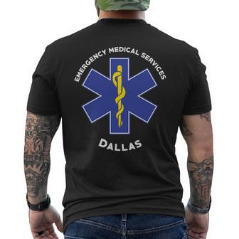 Dallas Texas Ems Paramedic Emt Uniform Medical Men's T-shirt Back Print | Mazezy