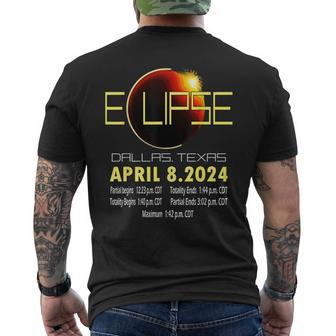 Dallas Texas Solar Eclipse 2024 Solar Eclipse Texas Men's T-shirt Back Print | Mazezy
