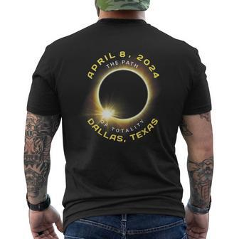 Dallas Texas Solar Eclipse Totality April 8 2024 Men's T-shirt Back Print | Mazezy