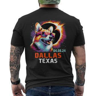 Dallas Texas Total Solar Eclipse 2024 Corgi Dog Men's T-shirt Back Print | Mazezy