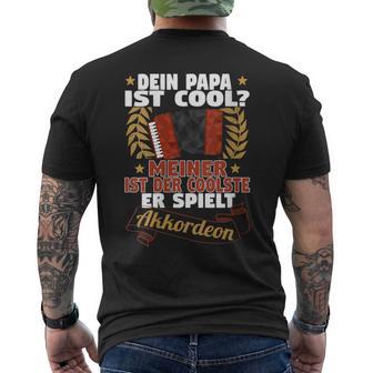 Damen Dein Papa Ist Cool Meiner Spielt Akkordeon Akkordeonspieler Mit-Ausschnitt T-Shirt mit Rückendruck - Geschenkecke