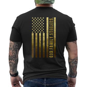 Damen God Family Slers Pro Us Flag Atertag Papa Geschenk Mit-Ausschnitt T-Shirt mit Rückendruck - Geschenkecke