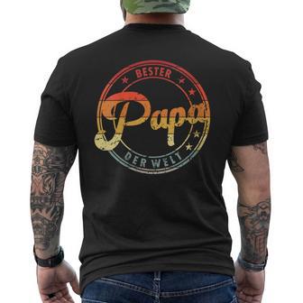 Damen Herren Retrointage Bester Papa Der Welt Mit-Ausschnitt T-Shirt mit Rückendruck - Geschenkecke