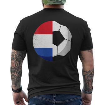 Damen Niederlande Flagge Niederländischer Papa Fußballtorwart Mit-Ausschnitt T-Shirt mit Rückendruck - Geschenkecke