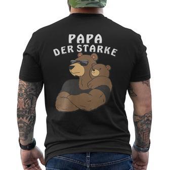 Damen Papa Der Starkeater Familie Bär Papabear Papa Mit-Ausschnitt T-Shirt mit Rückendruck - Geschenkecke