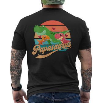 Damen Papasaurus Lustigesater Spruch Papa Dino Mit-Ausschnitt T-Shirt mit Rückendruck - Geschenkecke