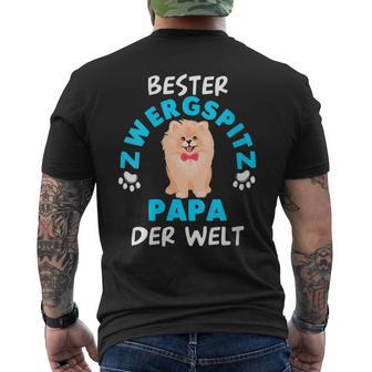 Damen Pomeranian Zwergspitz Papaatertag Papa Mit-Ausschnitt T-Shirt mit Rückendruck - Geschenkecke