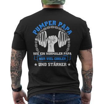 Damen Pumper Papa Bodybuilder Kraftsport Gym Lustiges Bodybuilding Mit-Ausschnitt T-Shirt mit Rückendruck - Geschenkecke