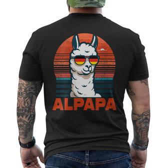 Damen Retrointage Alpapaatertag Bester Papa Alpaka Alpapa Mit-Ausschnitt T-Shirt mit Rückendruck - Geschenkecke