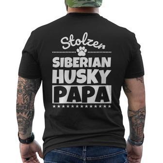 Damen Stolzer Siberian Husky Papa Mit-Ausschnitt T-Shirt mit Rückendruck - Geschenkecke