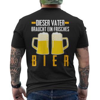 Damenatertag Saufenater Frisches Bier Papa Mit-Ausschnitt T-Shirt mit Rückendruck - Geschenkecke