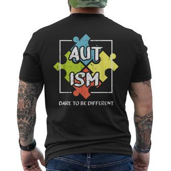 Dare To Be Different Autism Awareness Cute Puzzle Men's T-shirt Back Print - Monsterry