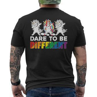 Dare To Be Different Dabbing Unicorn Lgbt Pride Gay Lesbian Men's T-shirt Back Print - Monsterry CA