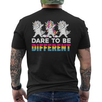 Dare To Be Different Dabbing Unicorn Pansexual Lgbt Pride Men's T-shirt Back Print - Monsterry AU