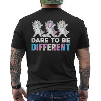 Dare To Be Different Dabbing Unicorn Transgender Lgbt Pride Men's T-shirt Back Print - Monsterry UK
