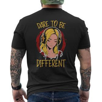 Dare To Be Different Headphones Music Lover Men's T-shirt Back Print - Monsterry DE
