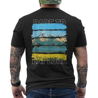 Dare To Explore Mountains Men's T-shirt Back Print - Monsterry