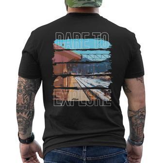 Dare To Explore Train Men's T-shirt Back Print - Monsterry