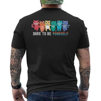Dare To Be Yourself Cute Lgbtq Cat Pride Lesbian Gay Men's T-shirt Back Print - Monsterry UK