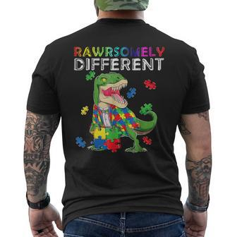 Dare To Be Yourself Different Autism Awareness Dinosaur Men's T-shirt Back Print - Monsterry UK