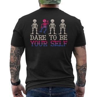 Dare To Be Yourself Skeleton Dance Transgender Trans Pride Men's T-shirt Back Print - Monsterry DE
