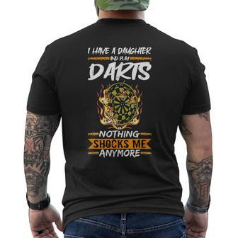 Darts I Have A Daughter And Play Darts For Teams Dart Men's T-shirt Back Print - Thegiftio UK