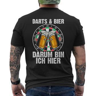 Darts Und Bier Darum Bin Ich Hier Dartspieler T-Shirt mit Rückendruck - Geschenkecke