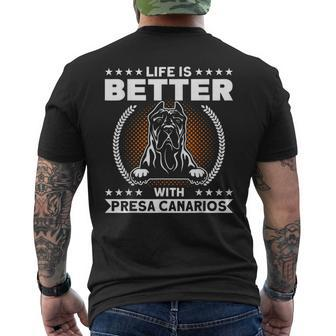 Das Leben Ist Besser Mit Presa Canarios Presa Canario T-Shirt mit Rückendruck - Seseable