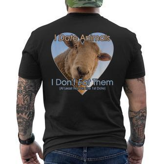 I Date Animals I Don't Eat Them Sheep Vegan Vegetarian Men's T-shirt Back Print - Monsterry DE