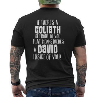 David And Goliath Inspired Overcomer Hope Faith Trust Mens Back Print T-shirt - Thegiftio UK