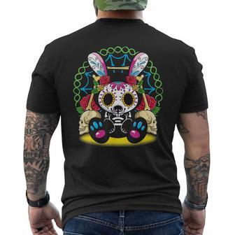 Day Of The Dead Dia De Los Muertos Bunny Sugar Skull Men's T-shirt Back Print - Monsterry CA