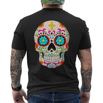 Day Of The Dead Dia De Los Muertos Halloween Sugar Skull Mens Back Print T-shirt - Thegiftio UK