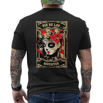 Day Of The Dead Sugar Skull Skeleton Vintage Dia Muertos Mexico Men's T-shirt Back Print - Thegiftio UK