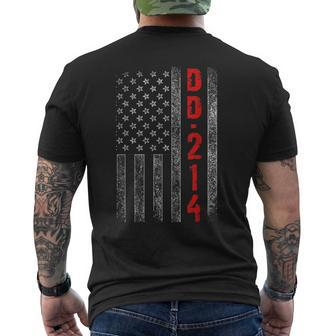 Dd-214 Us Alumni American Flag Vintage Veteran Patriotic Men's T-shirt Back Print - Monsterry