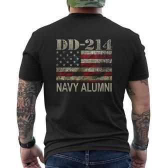 Dd 214 Us Navy Alumni Vintage American Flag Mens Back Print T-shirt - Seseable