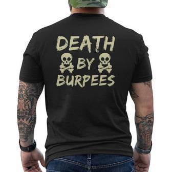 Death By Burpees Fitness Weightlifting Workout Mens Back Print T-shirt | Mazezy CA