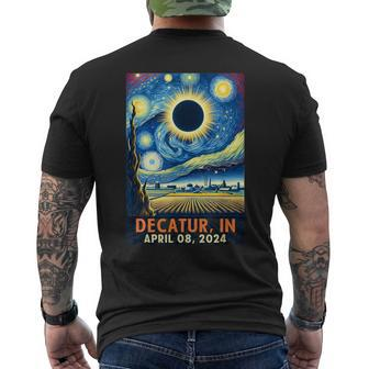 Decatur Indiana Total Solar Eclipse 2024 Starry Night Men's T-shirt Back Print | Mazezy