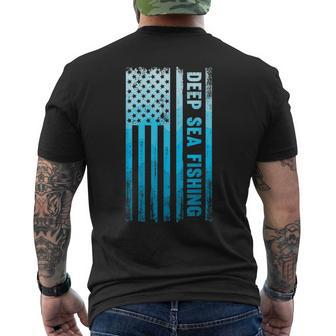 Deep Sea Fishing Usa Flag Deep Sea Fishing Rod Man Saltwater Men's T-shirt Back Print - Monsterry AU
