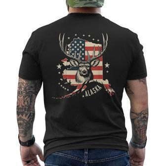 Deer Hunting American Flag Hunter Alaska Vintage Men's T-shirt Back Print - Monsterry AU