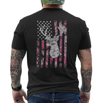 Deer Hunting Camo American Flag Pink Buck Men's T-shirt Back Print - Monsterry UK