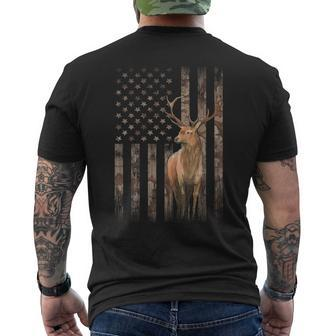 Deer Hunting Whitetails Hunter Dad Camouflage American Flag Men's T-shirt Back Print - Monsterry CA