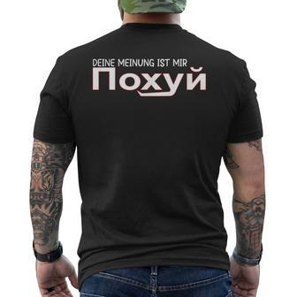 Deine Meinung Ist Mir Pohuj German Language Black T-Shirt mit Rückendruck - Seseable