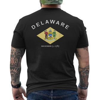 Delaware The Blue Hen State Wilmington Dover Newark Flag Men's T-shirt Back Print - Monsterry