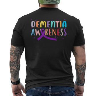 Dementia Awareness Purple Color Ribbon September Support Men's T-shirt Back Print - Thegiftio UK