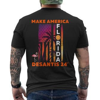 Desantis 2024 Make America Florida Flamingo Flag Election Mens Back Print T-shirt - Thegiftio UK