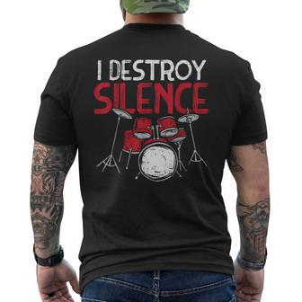 I Destroy Silence Drums Drumming Drummer Percussionist Men's T-shirt Back Print - Monsterry CA