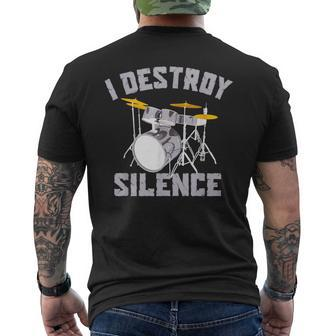 I Destroy Silence Drums High Decibel Drummer Toddler School Men's T-shirt Back Print - Monsterry UK