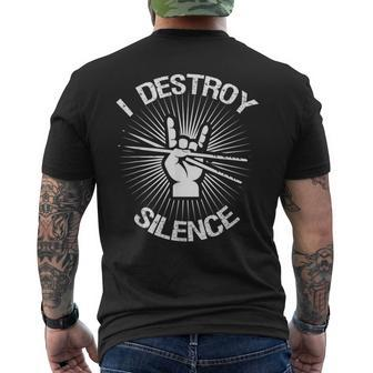 I Destroy Silence Vintage Music Bands Drum Sticks Drummer Men's T-shirt Back Print - Monsterry AU