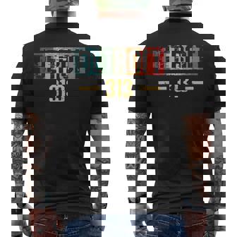 Detroit 313 Vintage Men's T-shirt Back Print - Seseable