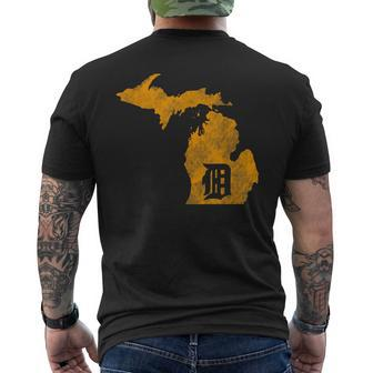 Detroit Michigan Motor City Midwest D Mitten Men's T-shirt Back Print - Monsterry CA
